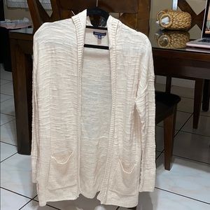Cream cardigan with hood